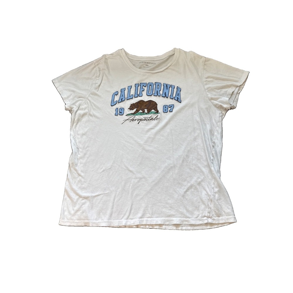 Aeropostale Women's California Graphic T-Shirt White Size 2XL